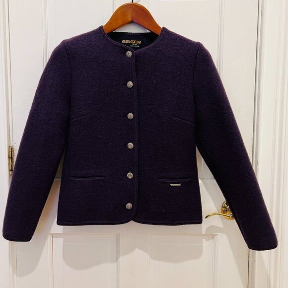 Vintage Geiger Womens Beige Tweed Pure Wool Button-Up Pockets Cardigan Sweater - Picture 1 of 16